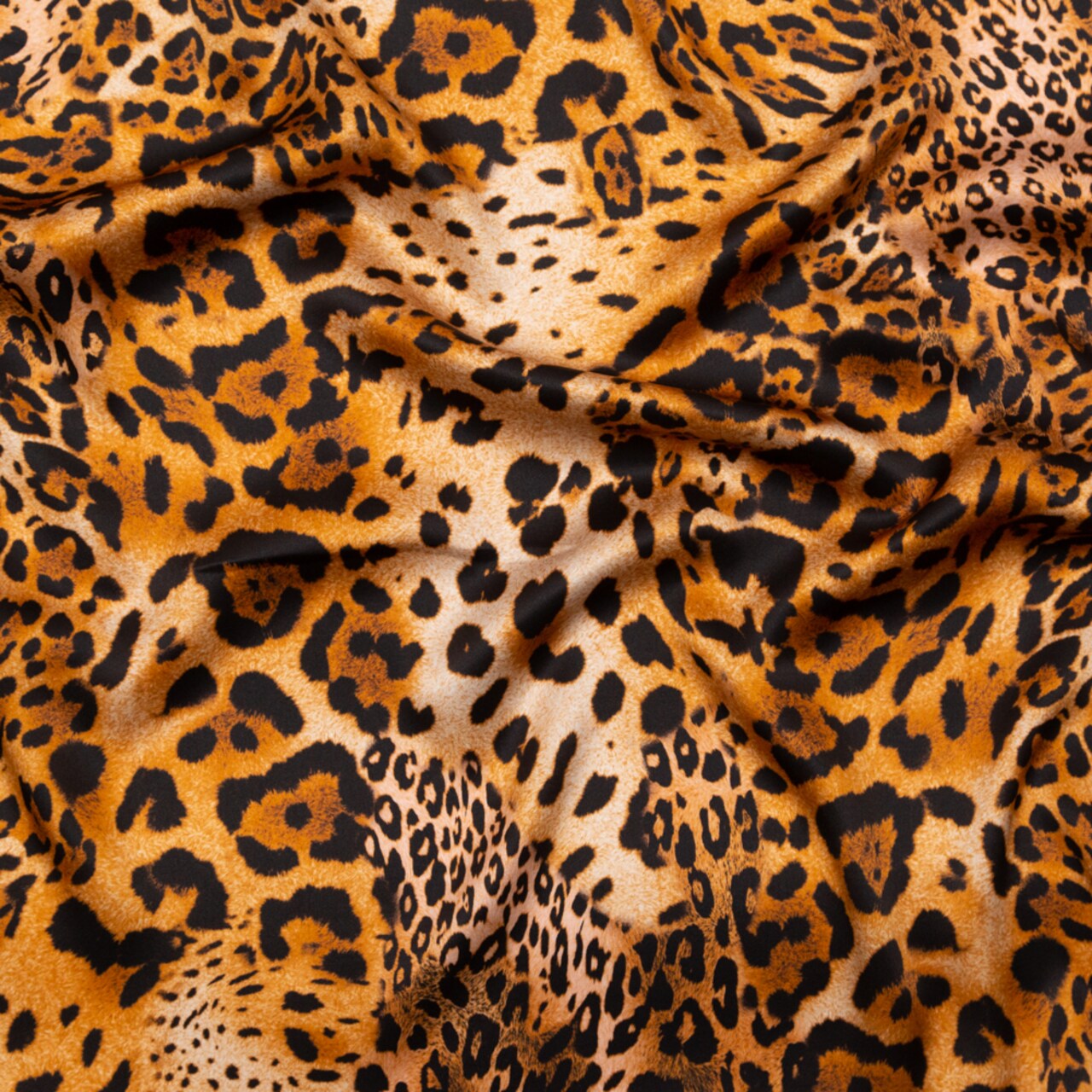 1 Yard Italian Silk Charmeuse Mood Exclusive Jaguar Speckled Print Golden Brown 55 Inches Wide
